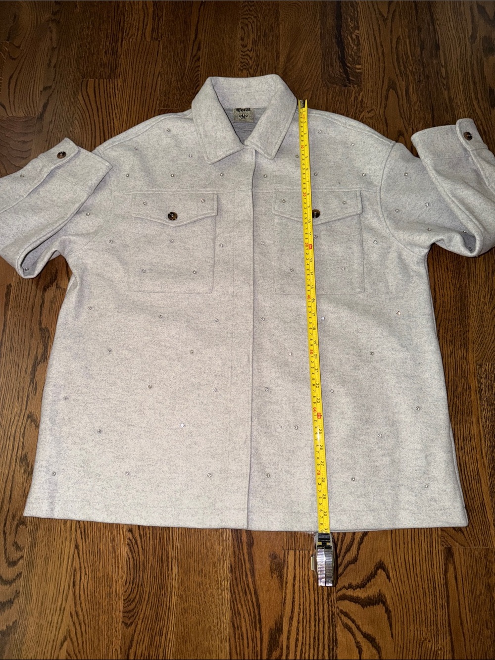 Vocal grey shacket with rhinestone studs medium - Picture 12 of 16